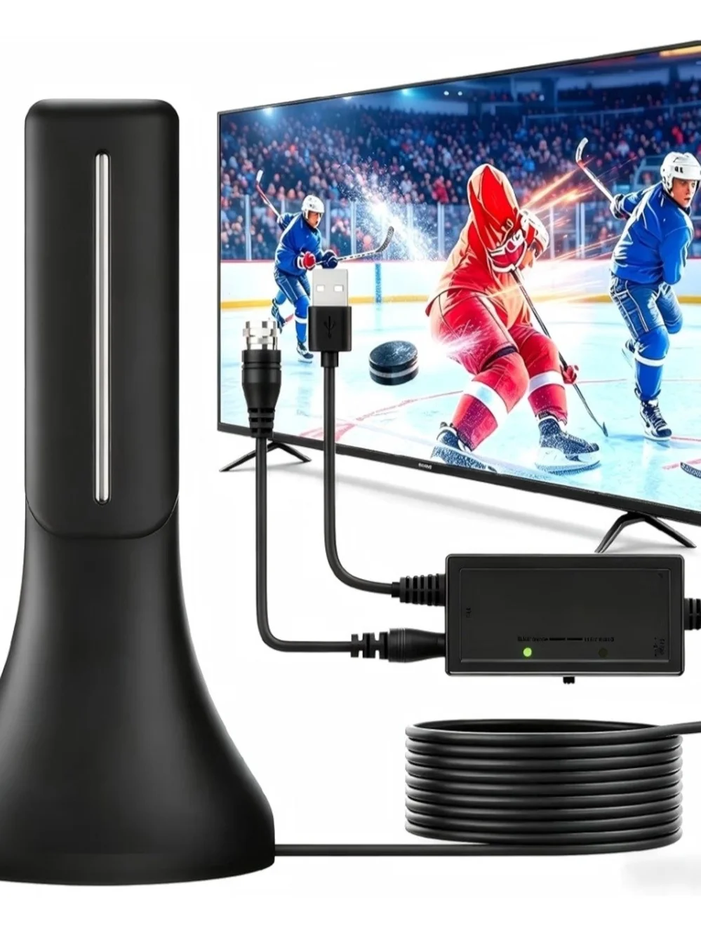 Black Indoor TV Antenna for Digital Broadcasts